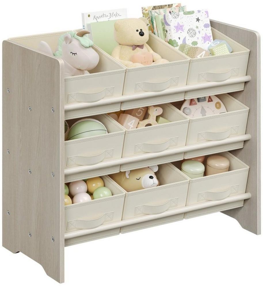 Songmics Kinderregal, Spielzeugregal, Bücherregal Kinder, mit 9 Aufbewahrungsboxen aus Vliesstoff, Kinderzimmer Regal, geräumig, 29,5 x 62,5 x 60 cm, haferflockenbeige GKR033N10 Bild 1