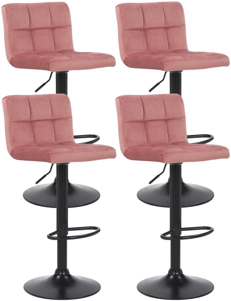 CLP 4er Set Barhocker Feni Samt höhenverstellbar und drehbar,pink Bild 1