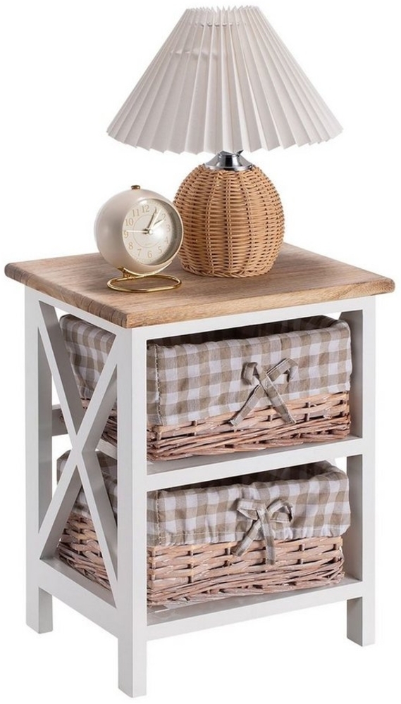 CARO-Möbel Nachtkommode PERUGIA, Nachttisch Nachtschrank Nachtkommode Konsole in weiß Landhausstil mit Bild 1