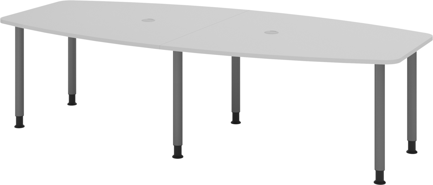 bümö Konferenztisch oval 280x130 cm großer Besprechungstisch in grau, Besprechungstisch mit Gestell in graphit, Meetingtisch für 10 Personen, XXL-Tisch für Besprechungsraum & Meeting, KT28C-5-G Bild 1