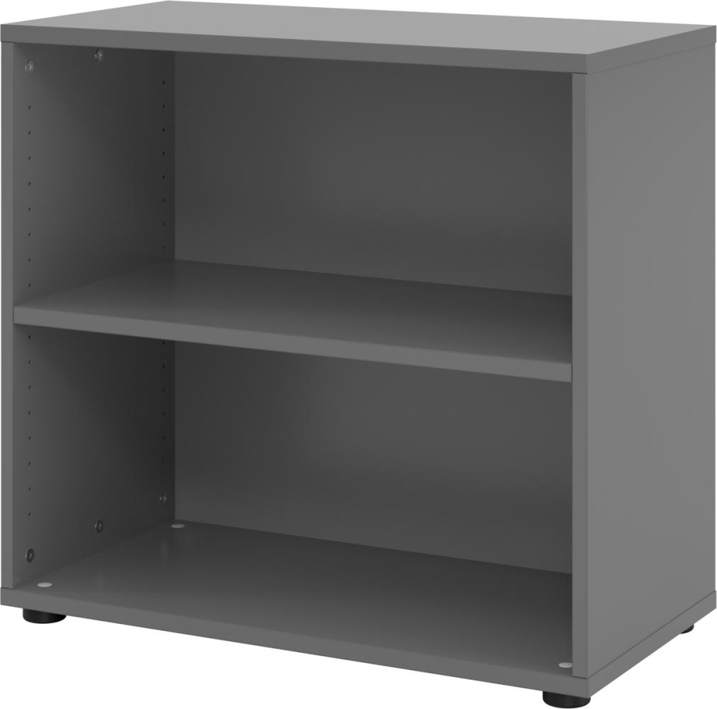 bümö Regal graphit, Standregal aus Holz für 2 Ordnerhöhen - Bücherregal klein 80 cm breit, Aktenregal für Ordner & Bücher, kleines Büroregal, Holzregal, Ordnerregal, Buchregal Dachschräge, 928RE-G Bild 1