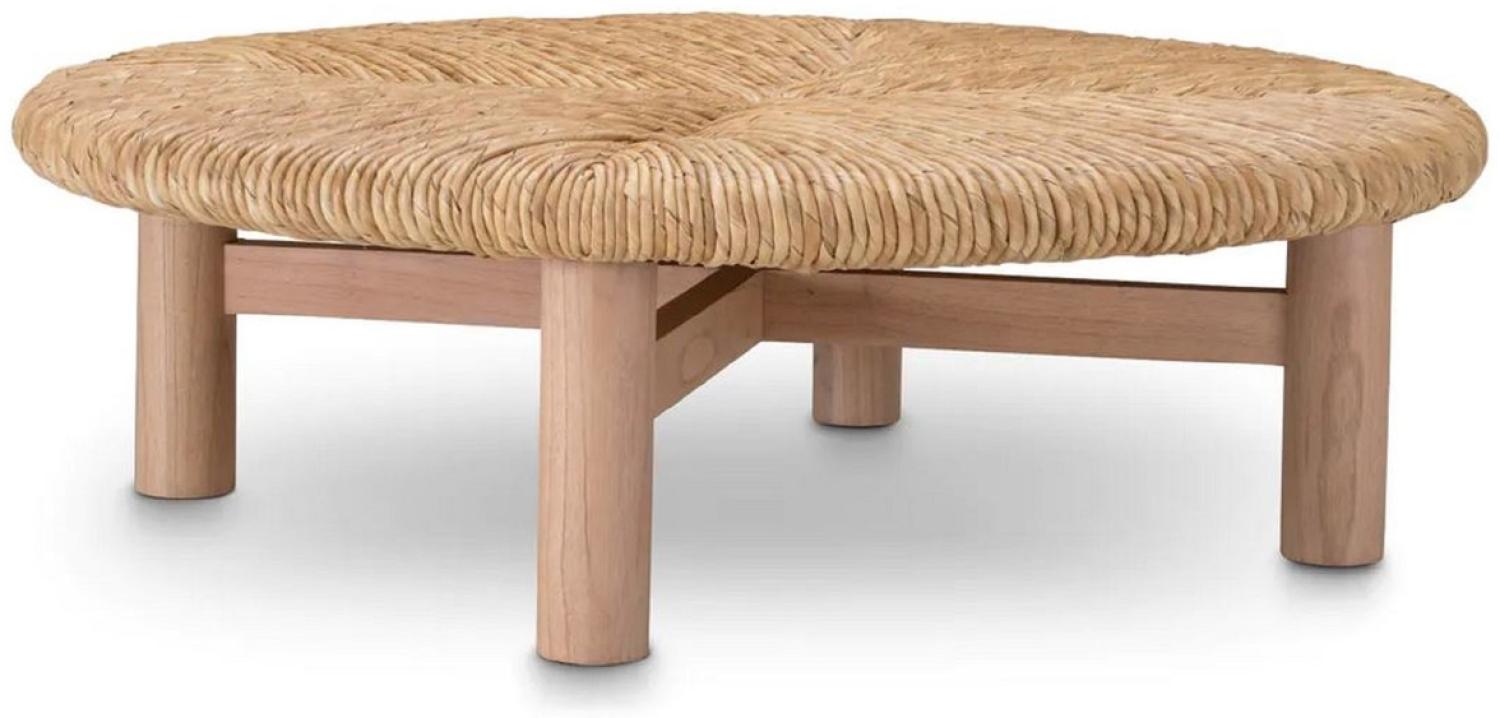 Casa Padrino Luxus Couchtisch Naturfarben Ø 100 x H. 30,5 cm - Runder Wohnzimmertisch - Wohnzimmer Möbel - Luxus Möbel - Luxus Einrichtung Bild 1