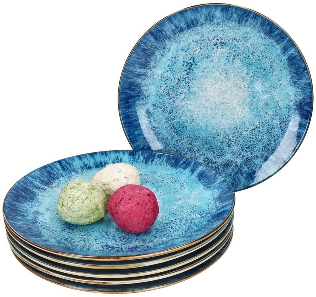 MamboCat Speiseteller Marina 6er Set Speiseteller Ø27cm Porzellan Platte blaue Essteller Bild 1