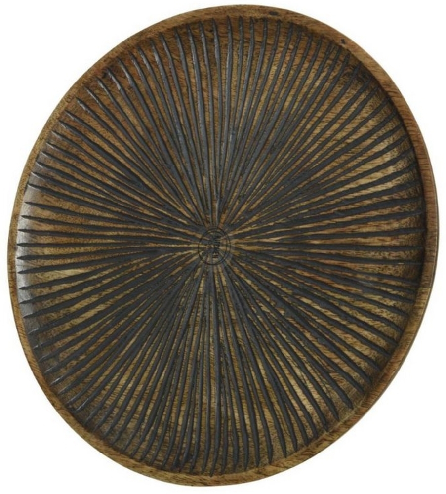 Holzteller - Dekotablett - rund - Mangoholz - D: 29cm - H: 2cm - natur, schwarz Bild 1
