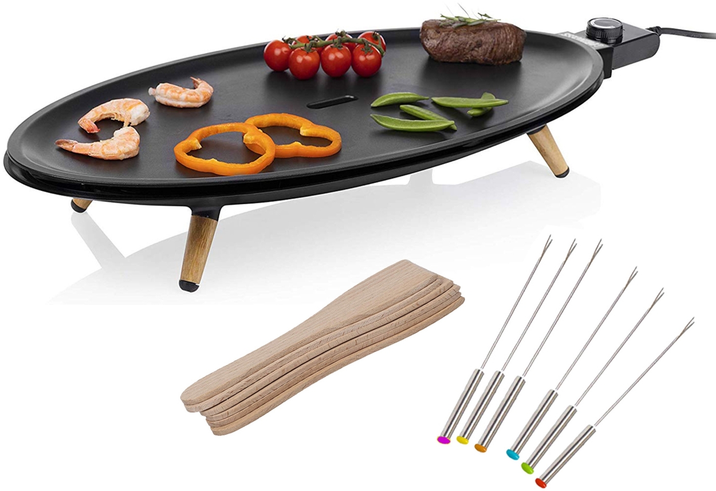 Ovaler XL Teppanyaki Table Chef Elypse Pure 60x30cm mit 6 Teppan Gabeln Bild 1