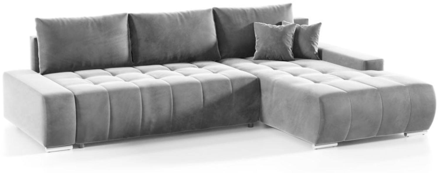 Ecksofa Sofa mit Schlaffunktion VOGAR Stoff Monolith Hellgrau Ottomane Rechts Bild 1