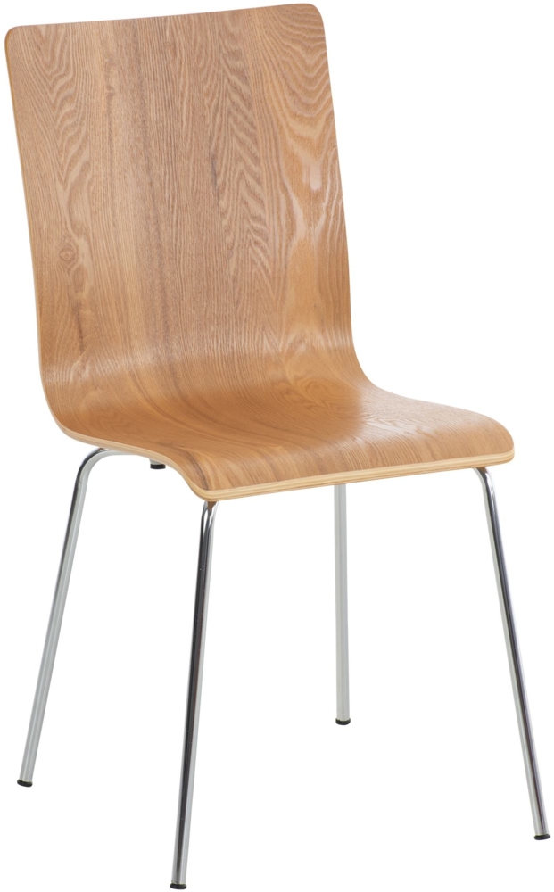 DELUKE® Besucherstuhl PEPE - 87x43x47cm, Eiche Holz Metall in Chromoptik Gestell Konferenzstuhl Wartezimmerstuhl Bild 1