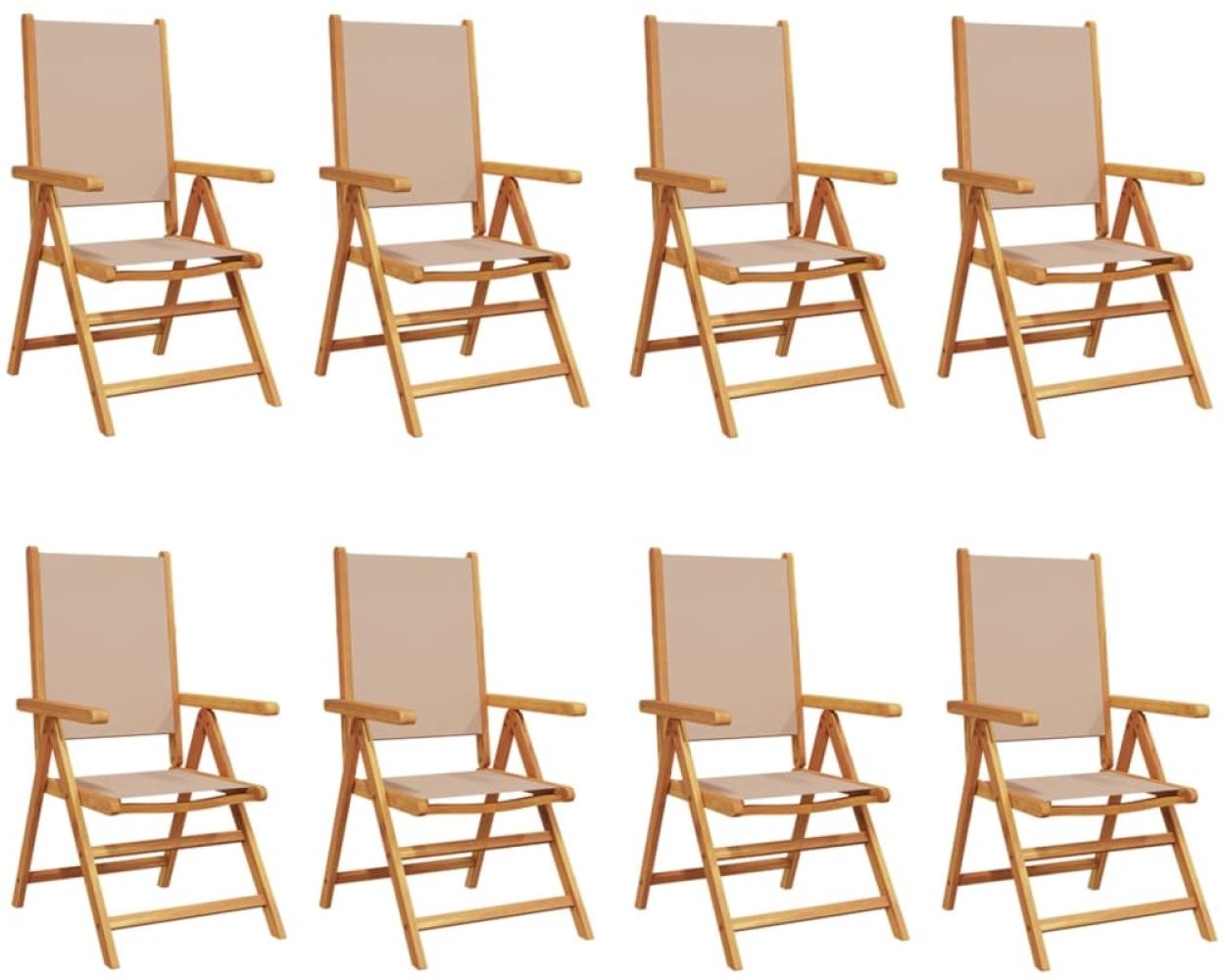 vidaXL Gartenstühle Verstellbar 8 Stk. Taupe Stoff und Massivholz 3214546 Bild 1