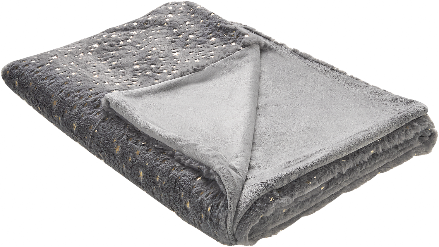 Kuscheldecke Grau Polyester Stoff 150 x 200 cm mit Sternen Motiv Bild 1