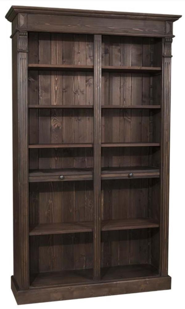 Casa Padrino Landhausstil Bücherschrank Dunkelbraun 119x39 x H. 197 cm - Landhausstil Wohnzimmer Regalschrank Bild 1