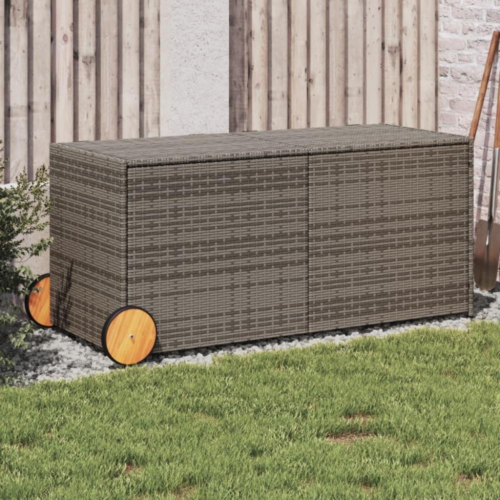 vidaXL Gartentruhe mit Rollen Grau 283L Poly Rattan 365318 Bild 1