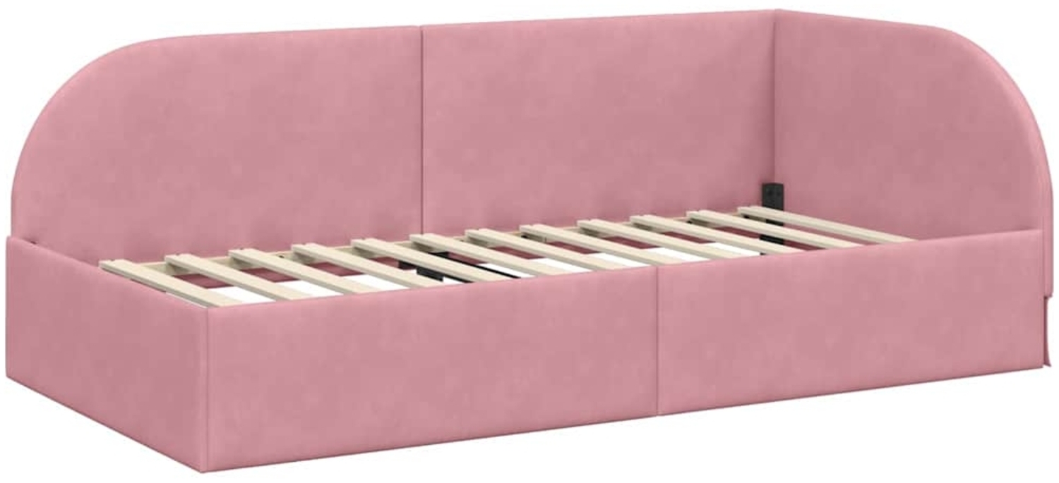 vidaXL Eckbettgestell mit Kopfteil Rosa 80x200 cm Stoff 42016629 Bild 1