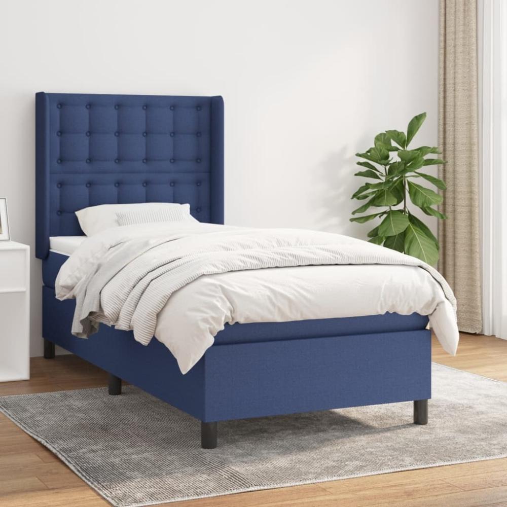 vidaXL Boxspringbett mit Matratze Blau 80x200 cm Stoff 3131711 Bild 1