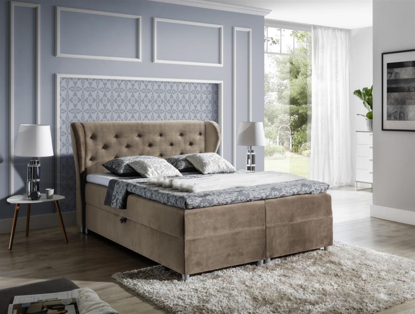 Boxspringbett ARIANNA 140x200cm Stoff Moca Bild 1