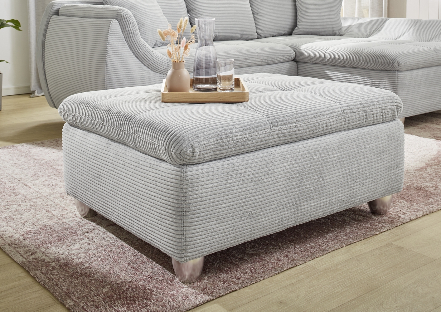 Job 'Genua' Hocker, Cord hellgrau Bild 1