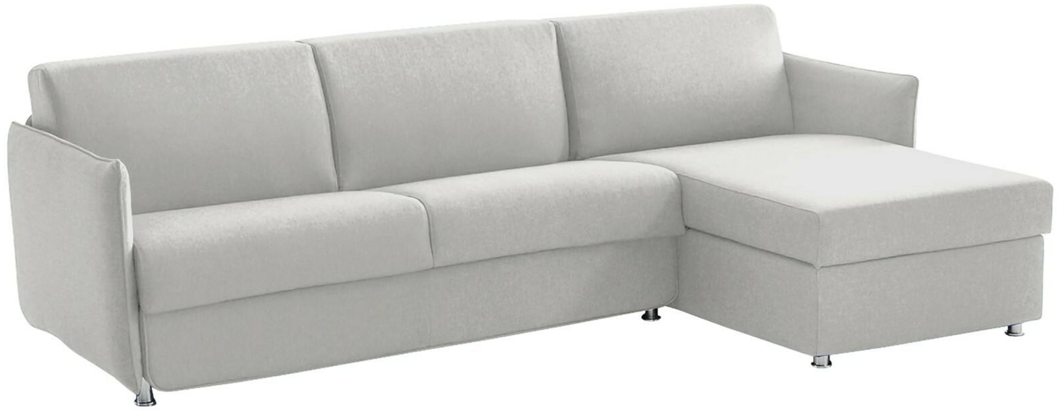 Dmora Schlafsofa mit Halbinsel Scordia, Verwandelbares Ecksofa für das Wohnzimmer, gepolstert, abnehmbar, 100 % Made in Italy, 260x160 h90 cm, Hellgrau Bild 1