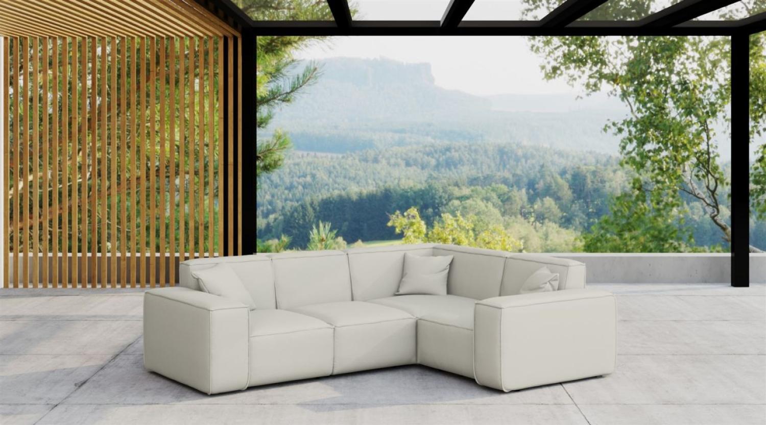 Garten Ecksofa SUMMER wetterfester Stoff NXL Altweiß kurzer Schenkel Rechts Bild 1