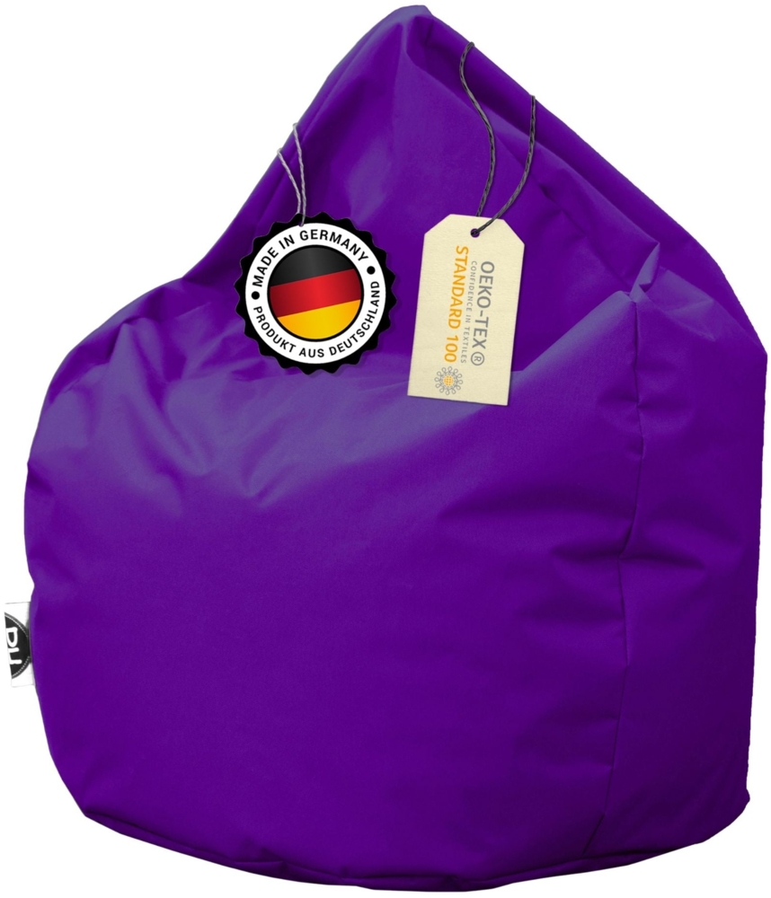 PATCH HOME Sitzsack Tropfenform – XXL – Lila, bequemer Sitzsack aus Luxus-Polyester-Gewebe, bereits befüllt Bild 1