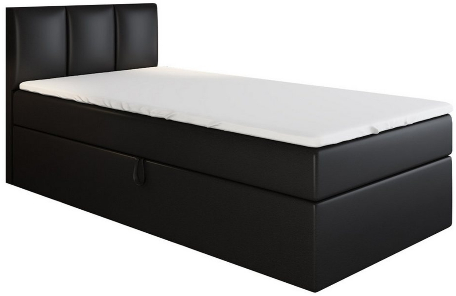 A&J MöbelLand GmbH Boxspringbett Einzelbett NASI mit Bettkasten, Topper und gepolstertem Kopfteil. (Boxspringbett mit Bettkasten und gepolstertem Kopfteil. Gratis Topper – nur jetzt erhältlich!, Kostenlose Lieferung! TOP ANGEBOT), Länge 208 cm Höhe 106 cm Bild 1