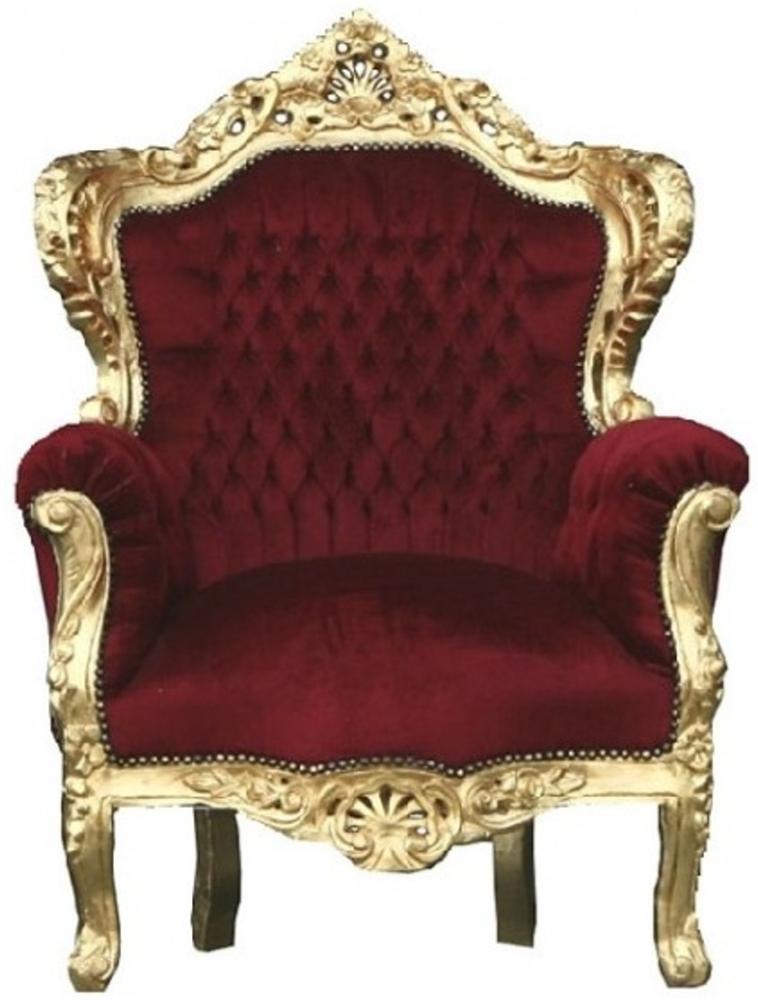 Casa Padrino Barock Thron Sessel King Bordeaux / Gold Bild 1