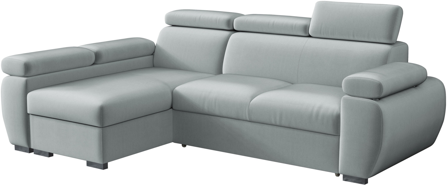 Mirjan24 'Boston Mini' Ecksofa mit Bettkasten und Schlaffunktion, Plüschstoff, Grau, Links Bild 1