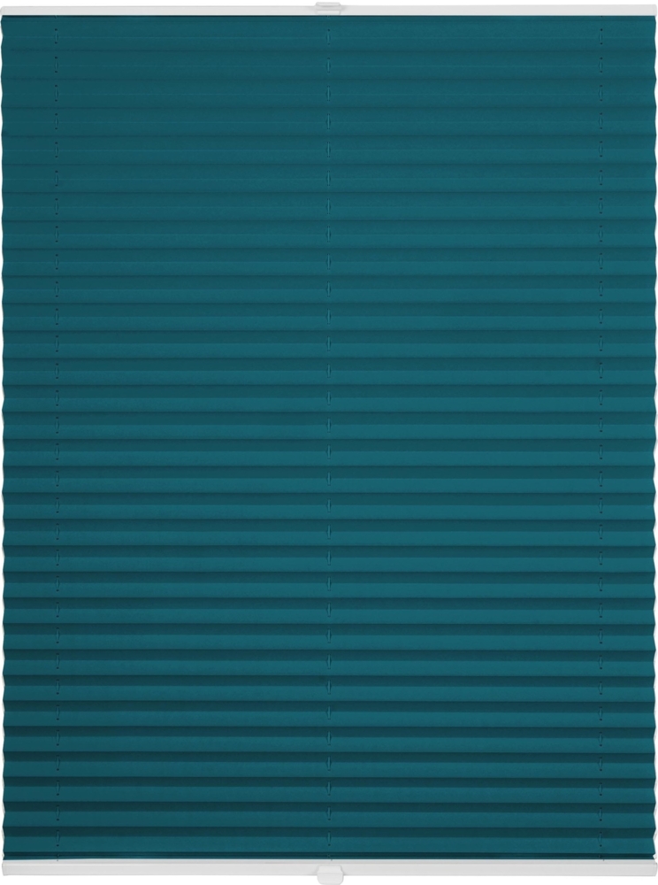 ondeco Plissee ohne Bohren mit Klemmträger, Sonnenschutz für Fenster innen, blickdicht, Faltrollo, Petrol, 95x130 cm Bild 1