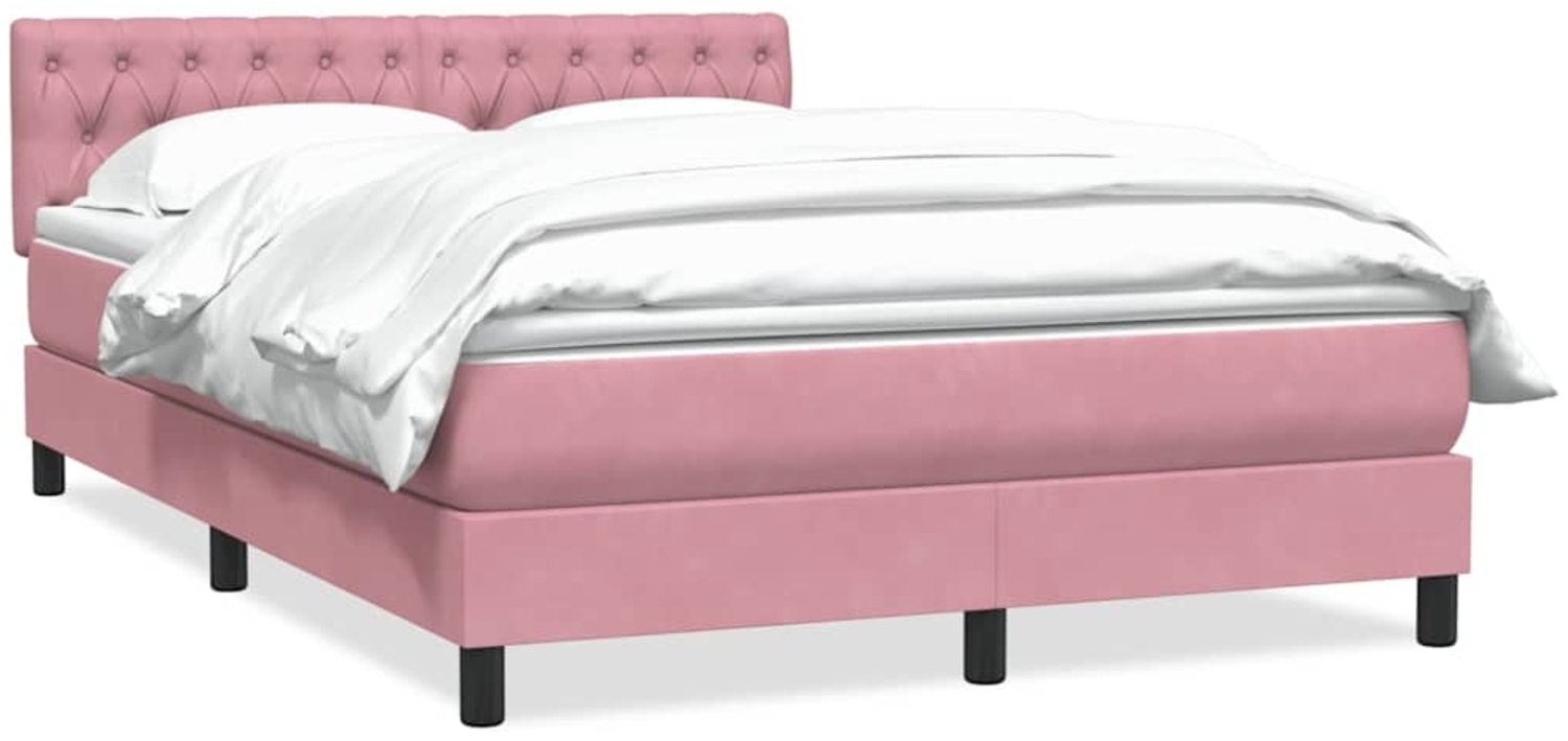vidaXL Boxspringbett mit Matratze Rosa 140x220 cm Samt 3316550 Bild 1