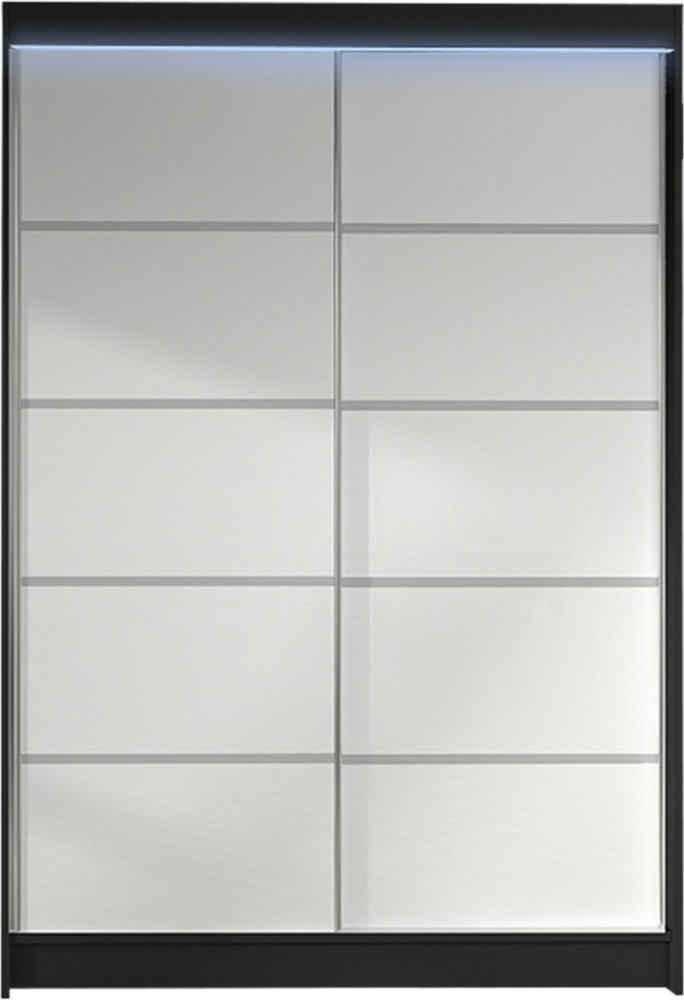 Kleiderschrank Lino IV, mit RGB LED Beleuchtung, Farbe: Schwarz / Weiß Bild 1