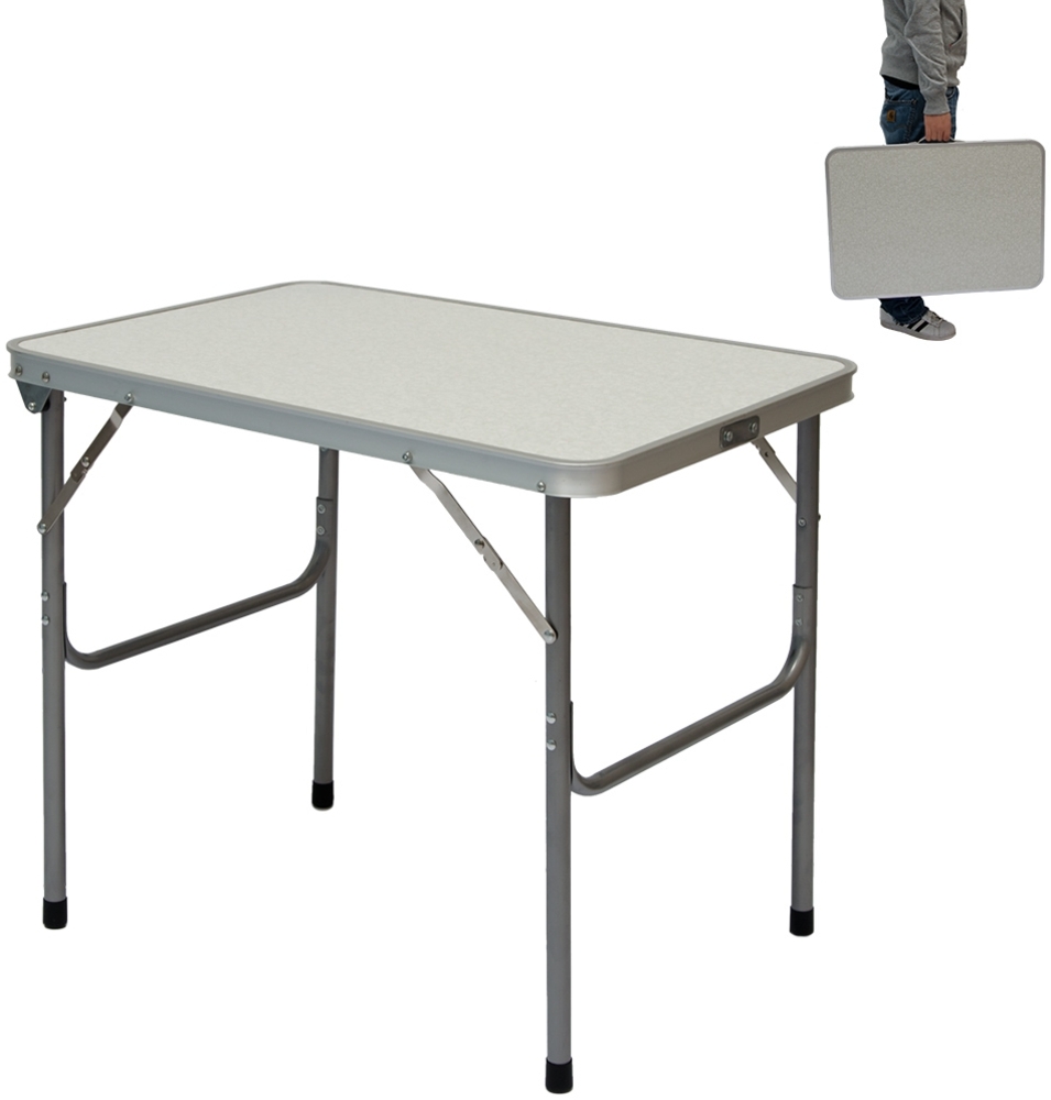 Campingtisch aus Aluminium 70x50x60 cm Klapptisch - praktisches Kofferformat Hellgrau Bild 1