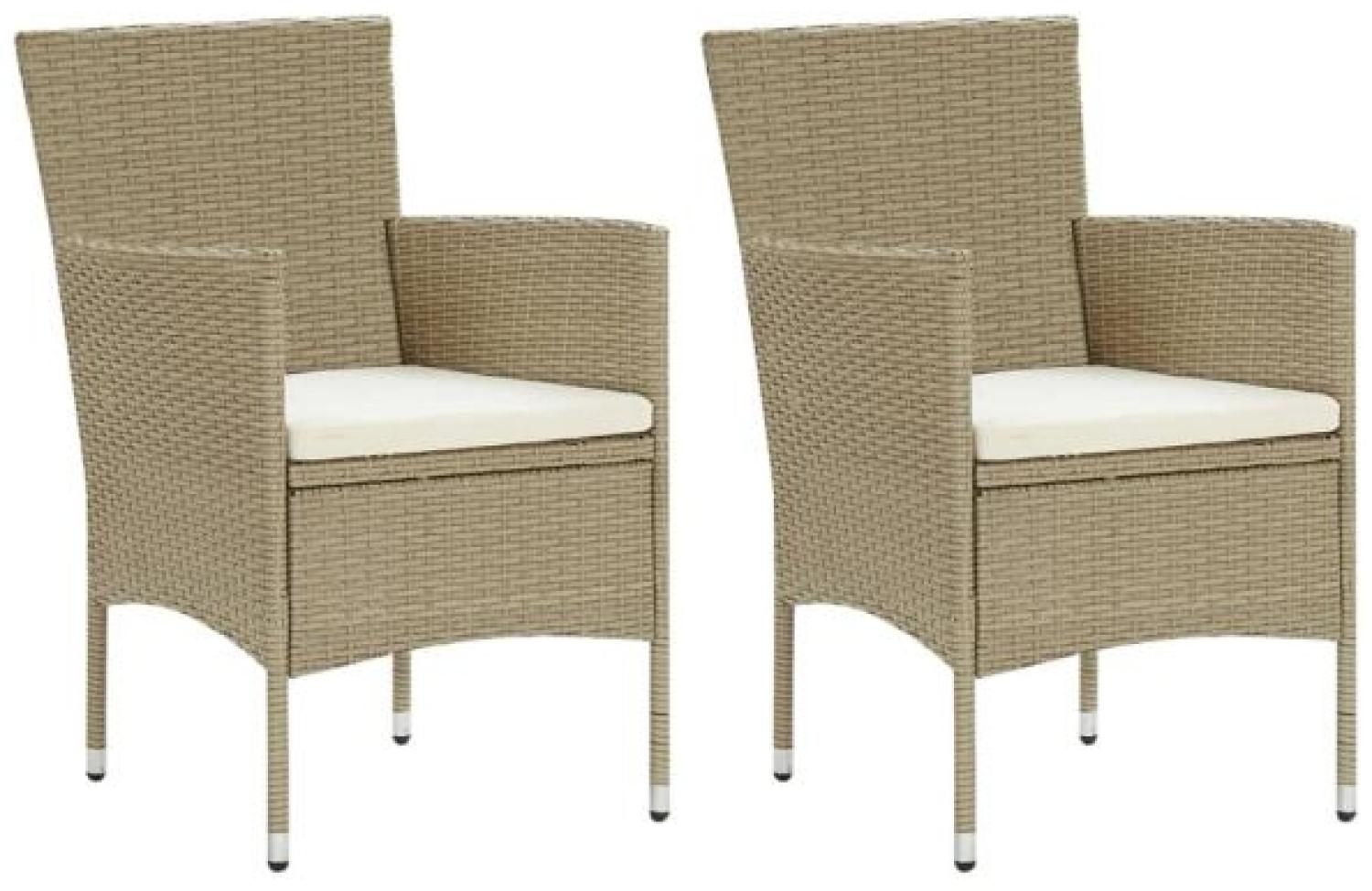 vidaXL Garten-Essstühle 2 Stk. Poly Rattan Beige 310553 Bild 1