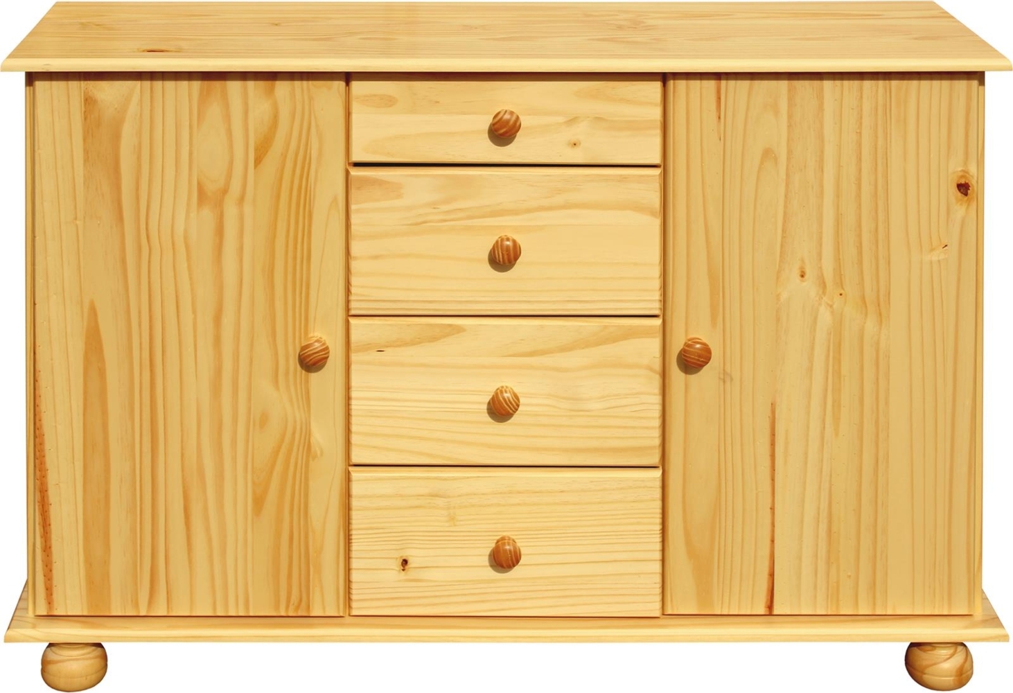 Kommode Kiefer massiv Natur 4 Schubladen 2 Türen Bild 1