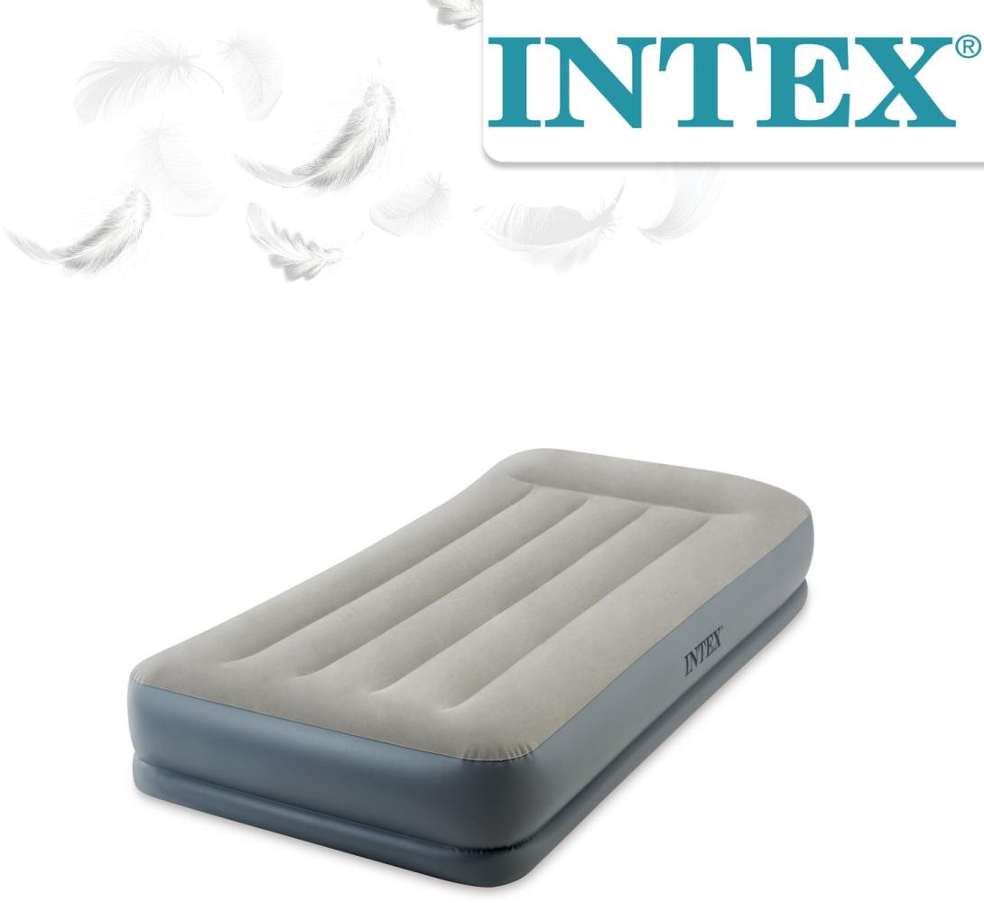 Intex 'Pillow Rest Raised' Single-Luftbett, inkl. Tragetasche, mit integrierter Pumpe, grau Bild 1