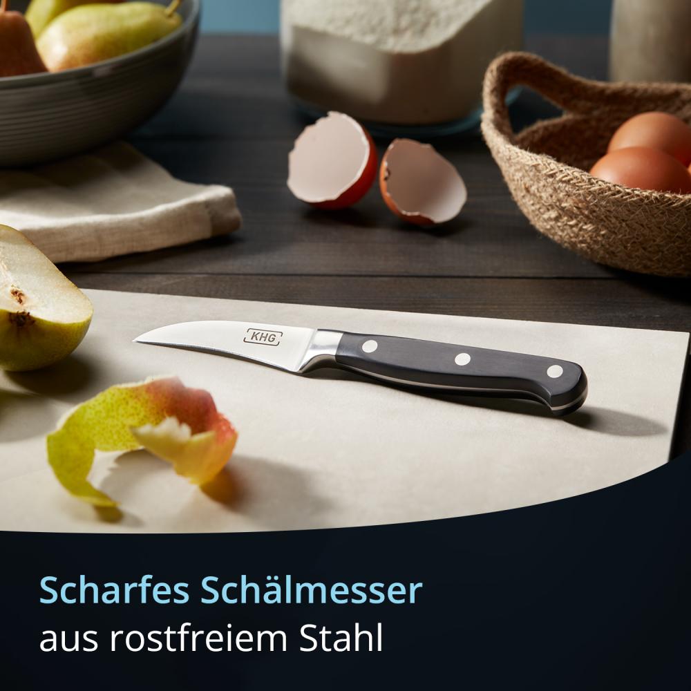 KHG Schälmesser Messer Küchenmesser | 7,62 cm Klinge aus rostfreiem Stahl | ergonomischer Griff mit Fingerschutz, 3-fach vernietet Bild 1