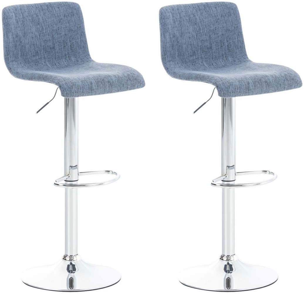 2er Set Barhocker Hoover Stoff chrom, blau Bild 1