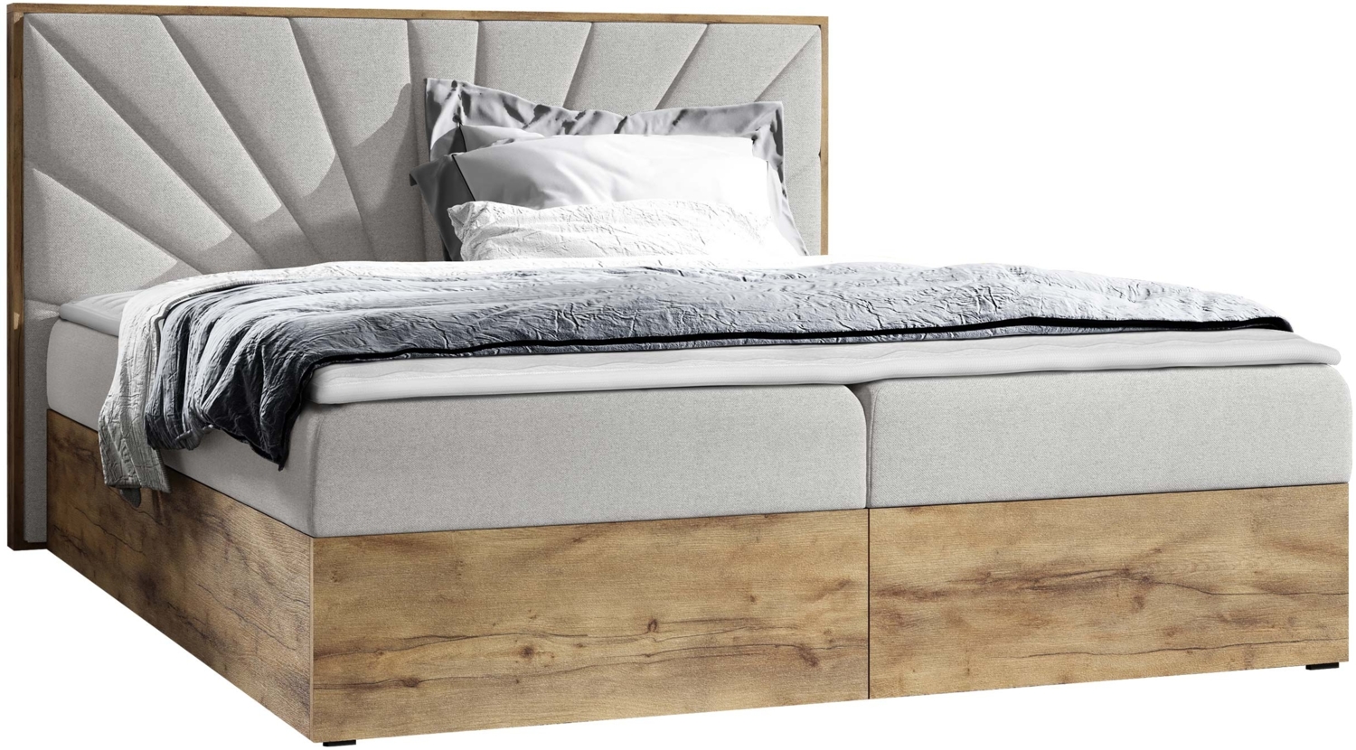 Boxspringbett Worik VII, Hellgrau, 140 x 200 cm Bild 1