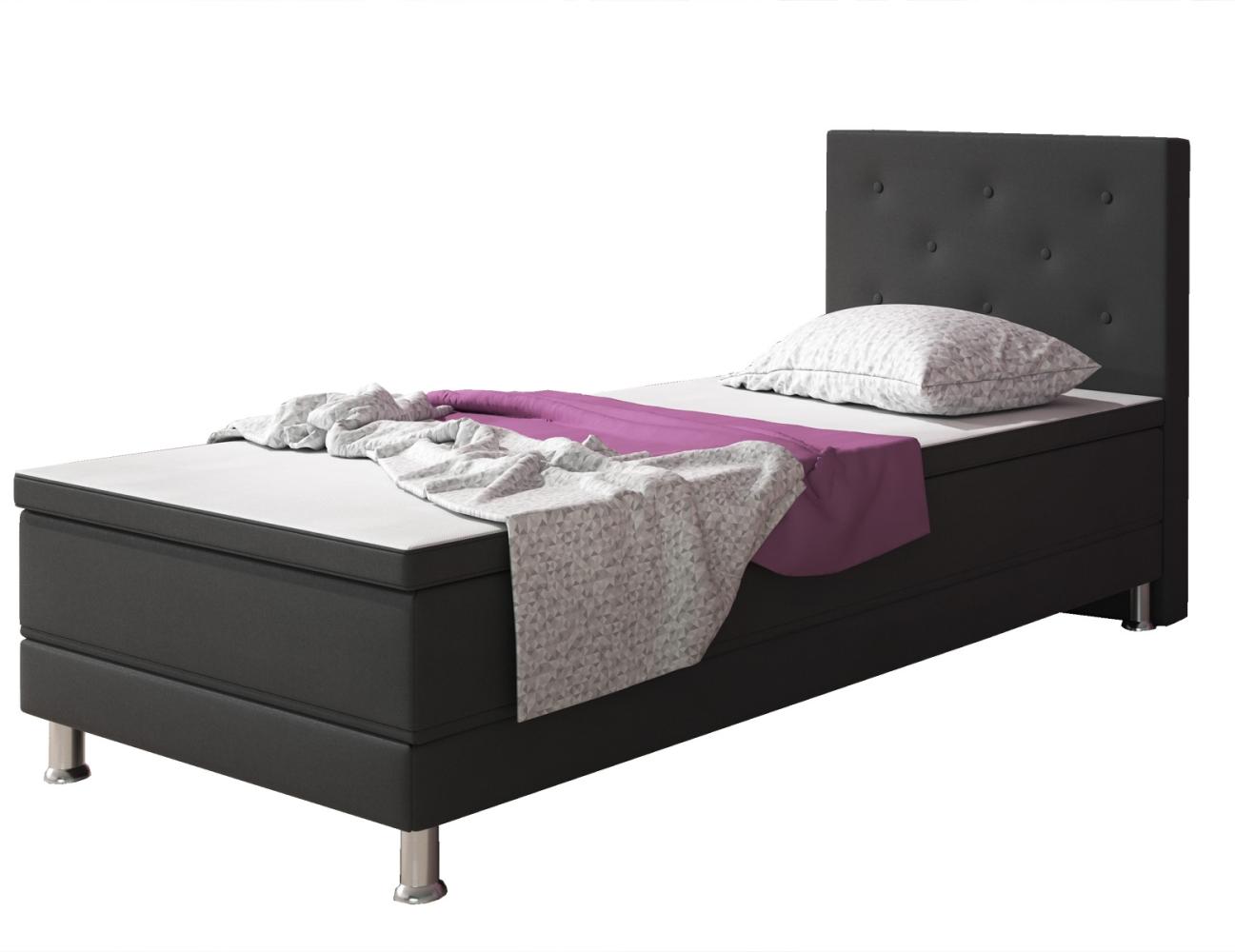 Inter Boxspringbett Esra, Webstoff Anthrazit 90 x 200 cm Bild 1