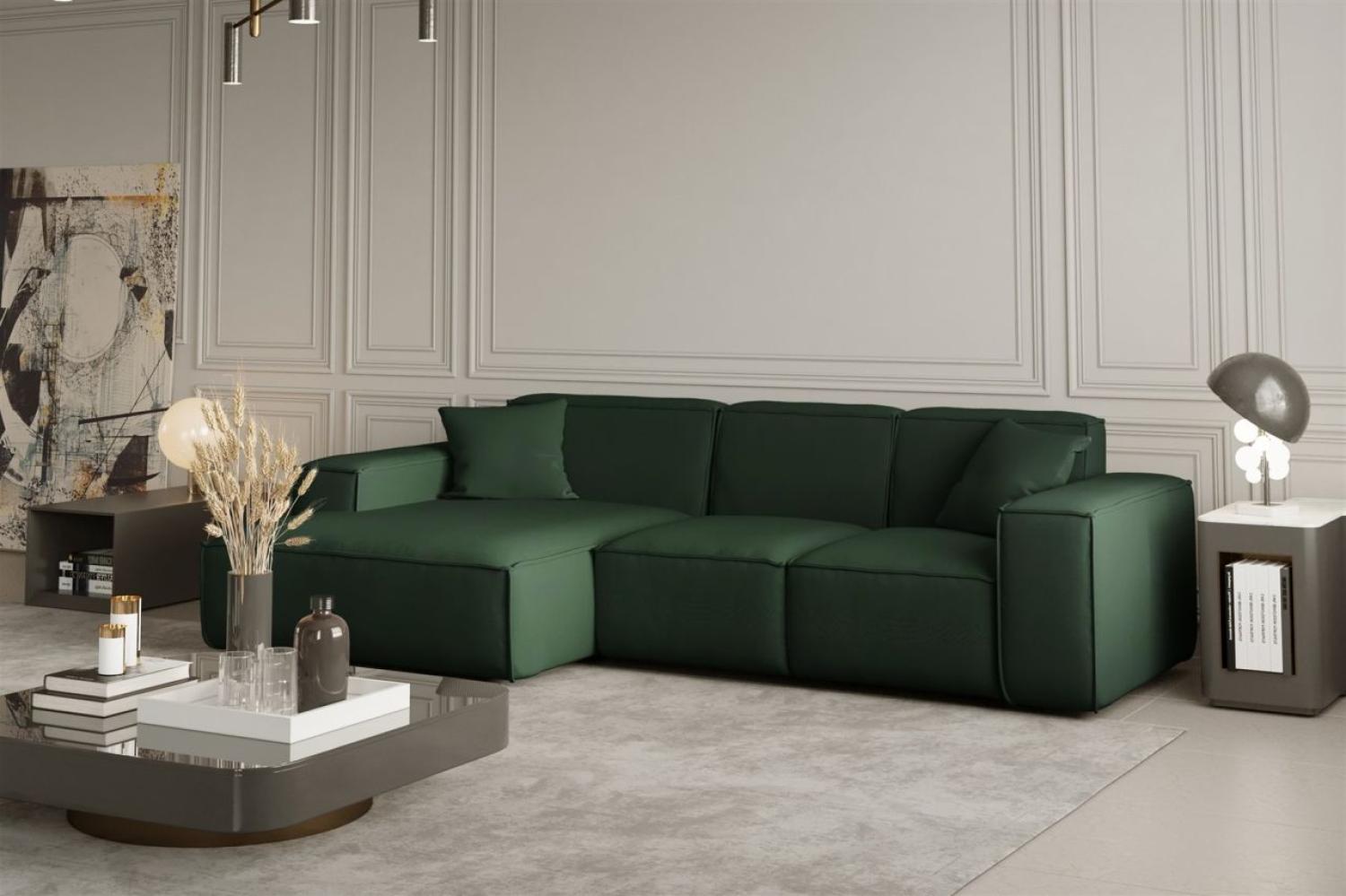 Ecksofa Designersofa CELES in Stoff Opera Velvet Grün Ottomane Links Bild 1