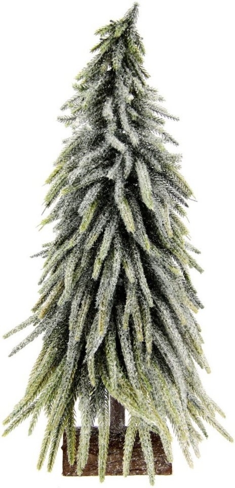 I.GE.A. Dekobaum Weihnachtsdeko, Weihnachtsbaum (1 St), Künstlicher mini Tannenbaum geeist auf Holzsockel 32 cm Bild 1