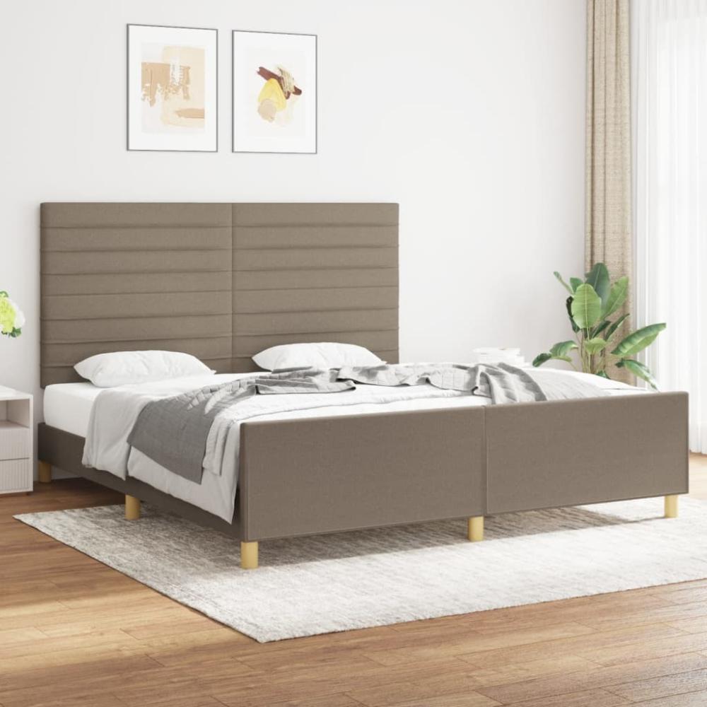 Doppelbett, Polsterbett mit Kopfteil Stoff  Taupe 180 x 200 cm Bild 1