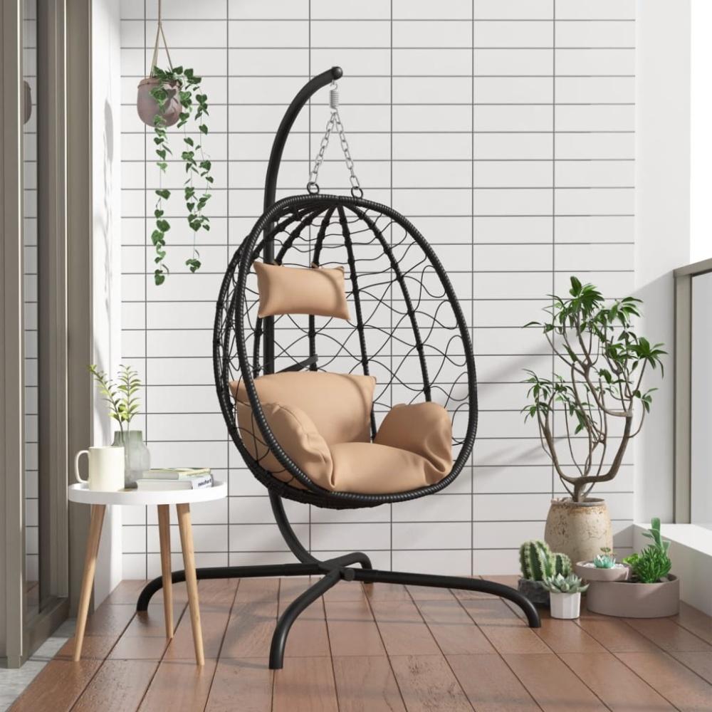 vidaXL Hängesessel Ei mit Kissen Taupe Poly Rattan & Stahl 360047 Bild 1