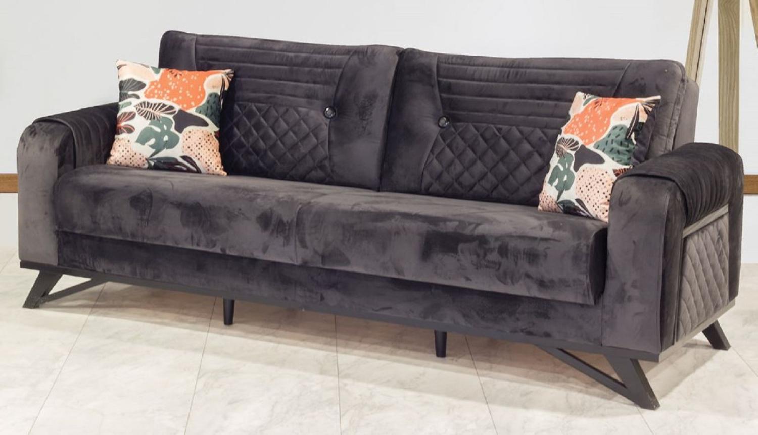 Casa Padrino Luxus Schlafsofa Schwarz / Grau 215 x 90 x H. 80 cm - Modernes Wohnzimmer Sofa Bild 1