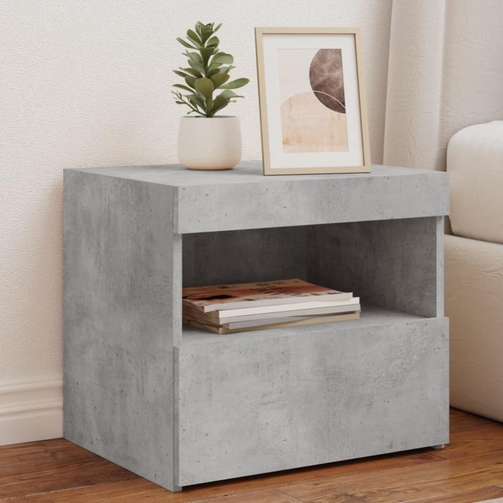 vidaXL Nachttische mit LED-Leuchten 2 Stk. Betongrau 50x40x45 cm 836770 Bild 1