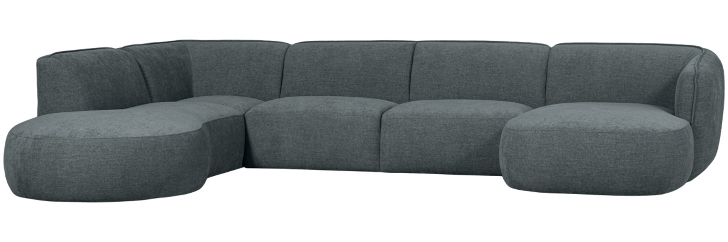 Sofa Polly U-Form aus Webstoff Links, Blau Bild 1