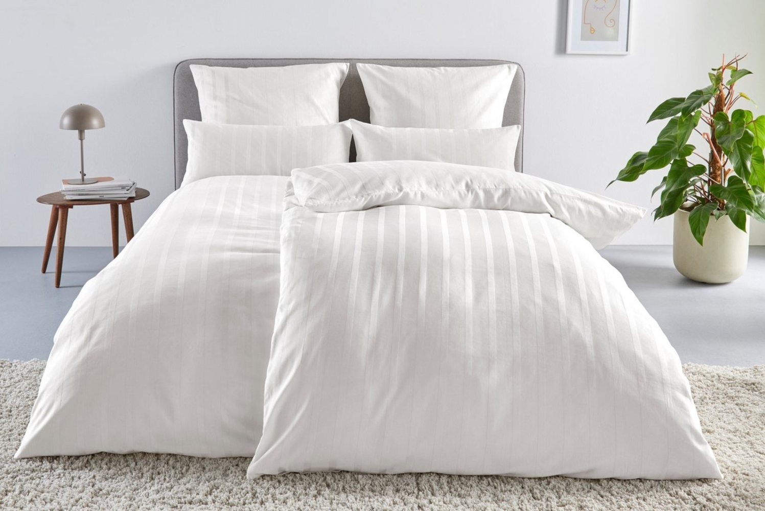 LeGer Home by Lena Gercke Bettwäsche Leonore, Mako-Satin, 2 teilig, Mako-Satin Streifen aus 100% Baumwolle, Größe ab 135x200 cm Bild 1