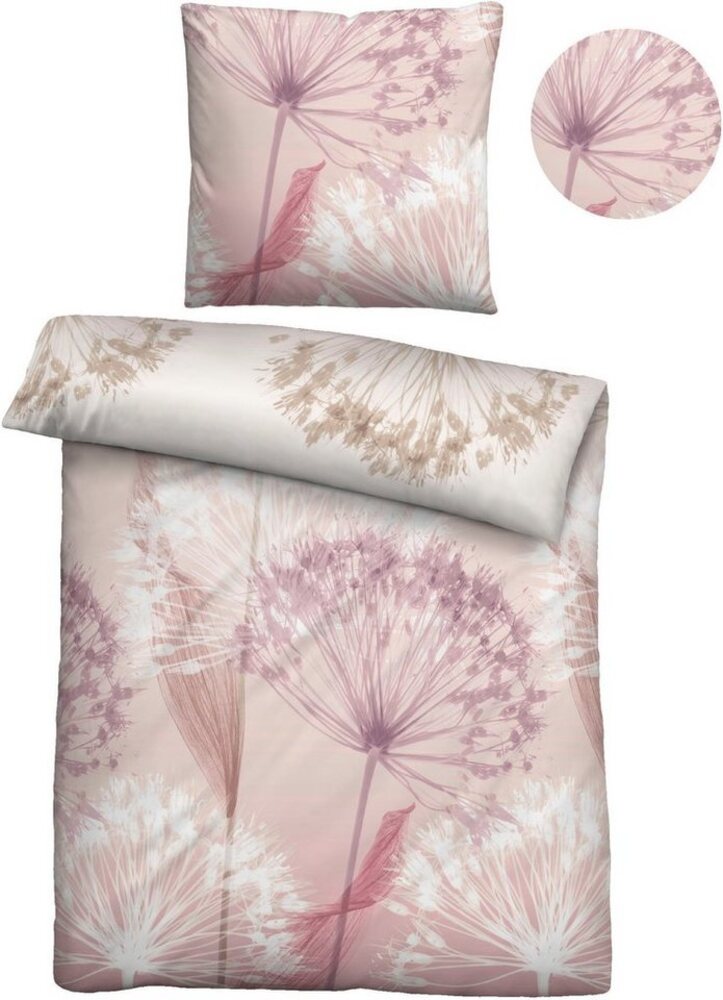 biberna Mako-Satin Bettwäsche 0614605 PUSTEBLUME, rose, 1x 155x220 cm + 1x 80x80 cm Bild 1