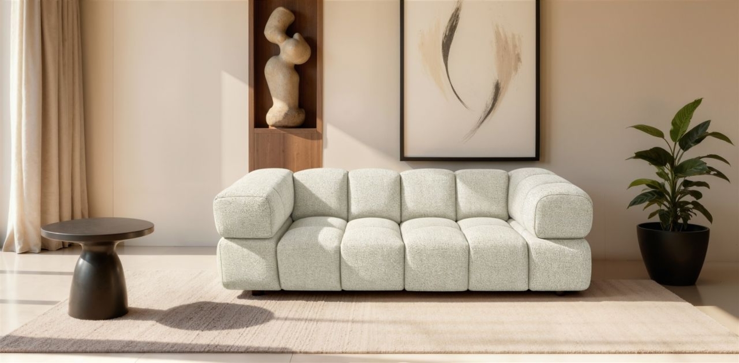 Sofa Designersofa BLANCHE 3-Sitzer in Stoff Puente Creme Bild 1