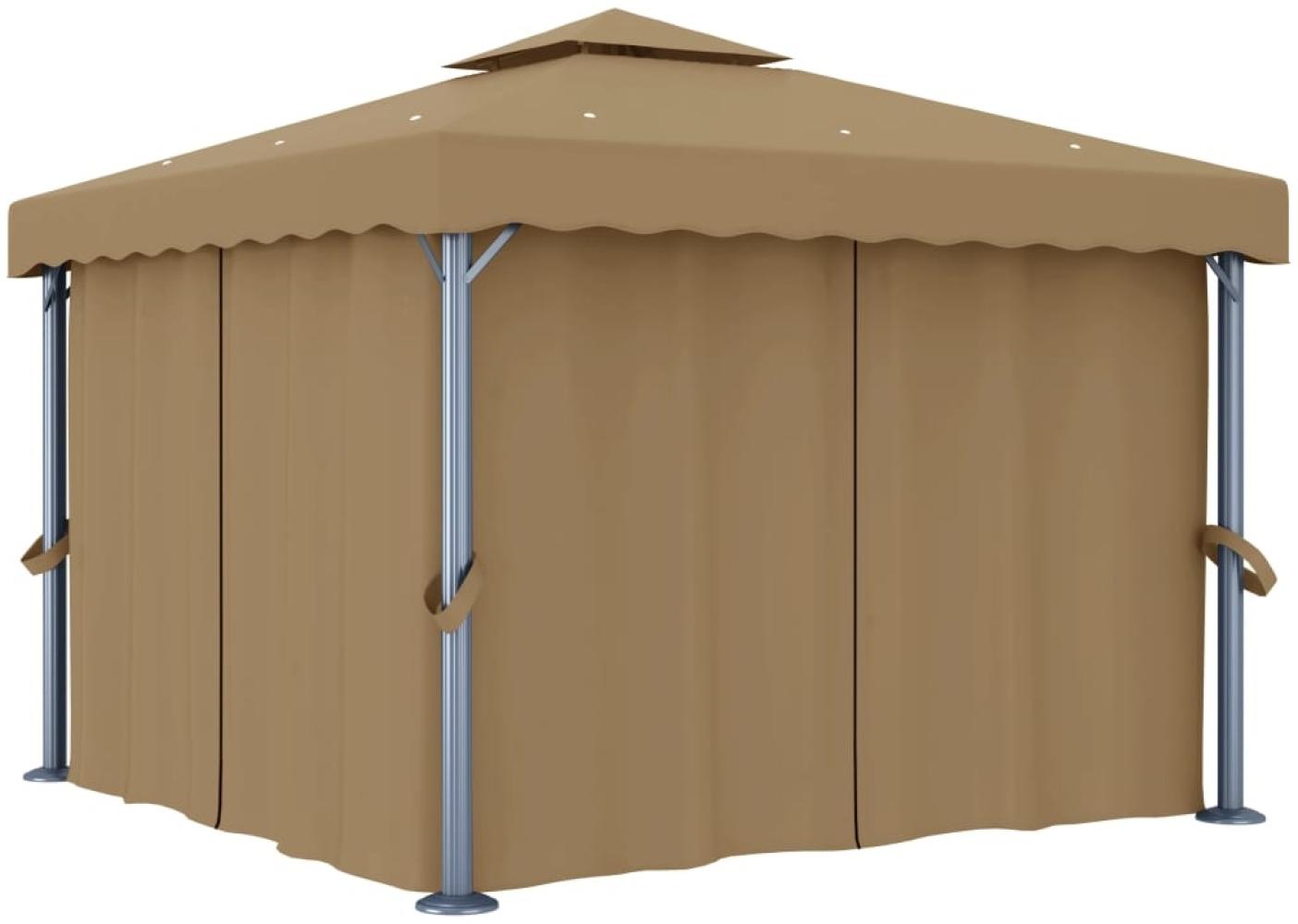 vidaXL Pavillon mit Vorhang 3x3 m Taupe Aluminium 3068557 Bild 1