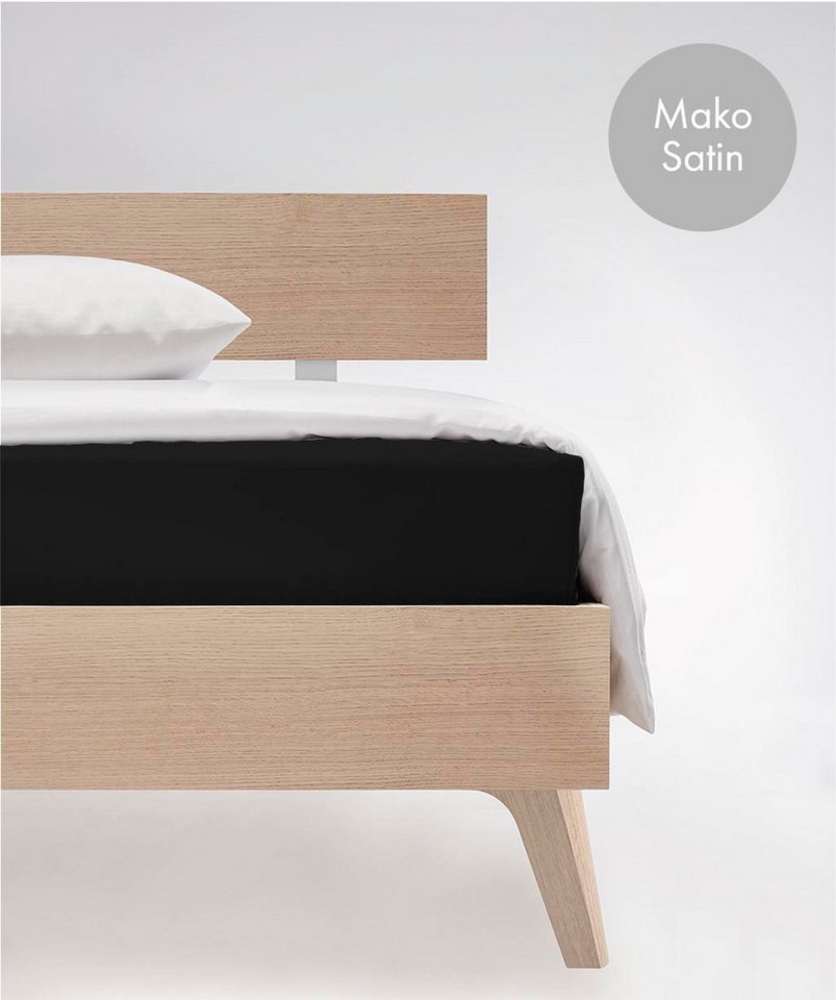fleuresse Mako Satin Baumwolle Spannbettlaken Colours 200x200 cm Schwarz Bild 1