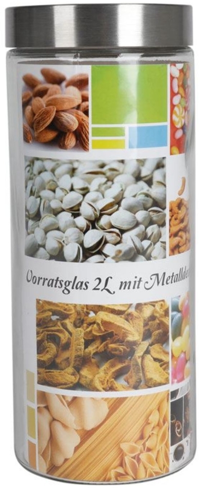 Vorratsglas 2 Liter mit Metalldeckel Frischhaltedose Vorratsdose Glasbehälter Bild 1