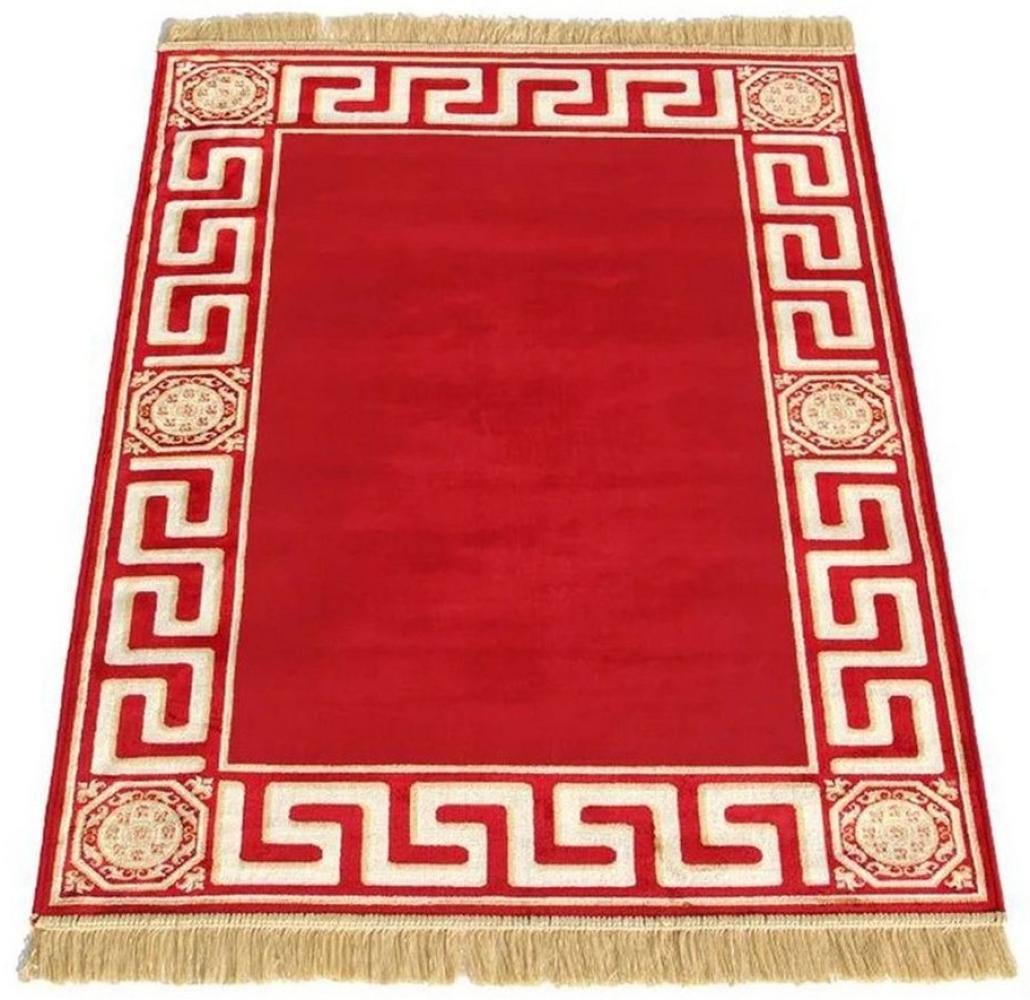 Belle Arti Teppich Luxus Teppich Wohnzimmer Flur Teppich Läufer Mäander Muster, Rechteckig, schwarz beige rot gold rund oval rutschfest flauschig Fransen Bild 1